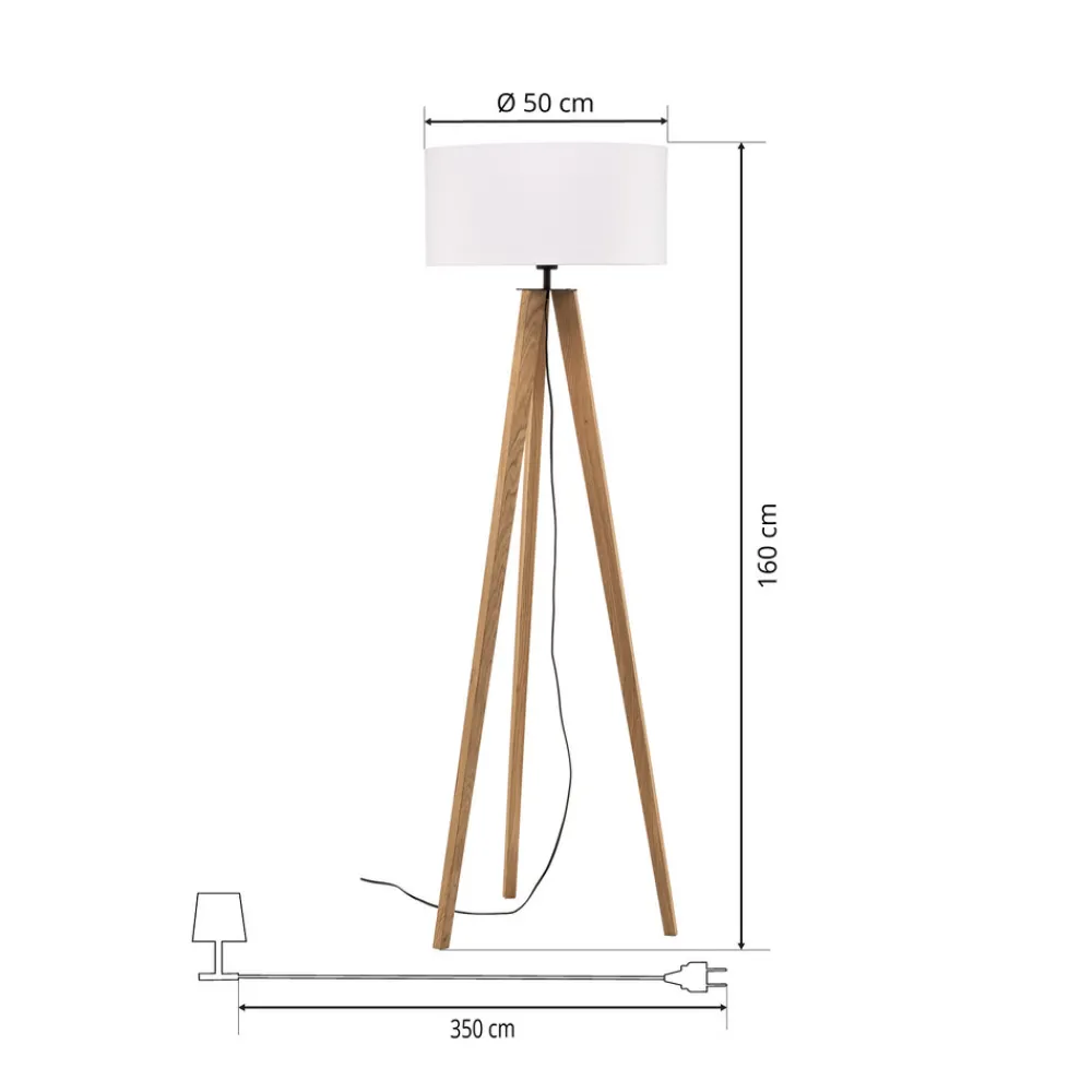 BRITOP Gulvlampe Maira, treben, eik oljet, hvit New