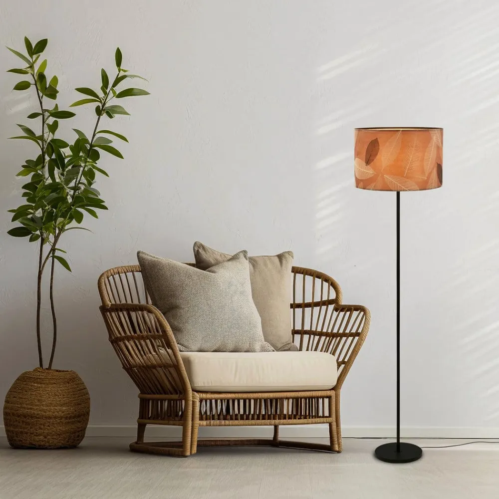 Briloner Gulvlampe Mata, brun, metall, stoff, E27| Gulvlamper