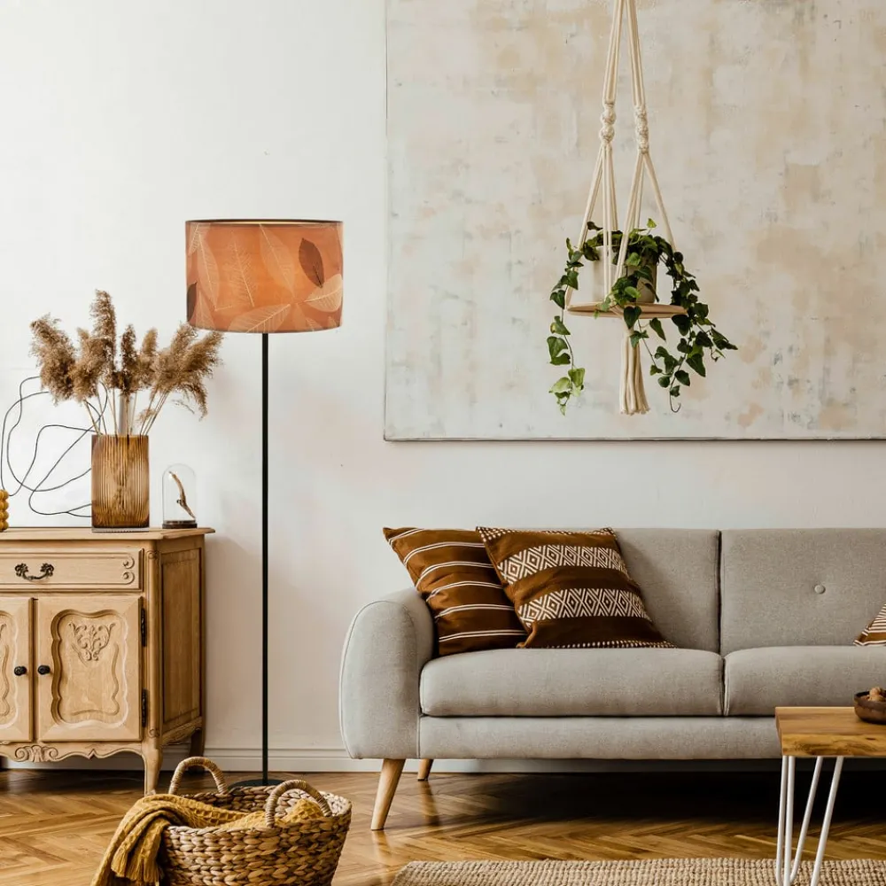 Briloner Gulvlampe Mata, brun, metall, stoff, E27| Gulvlamper