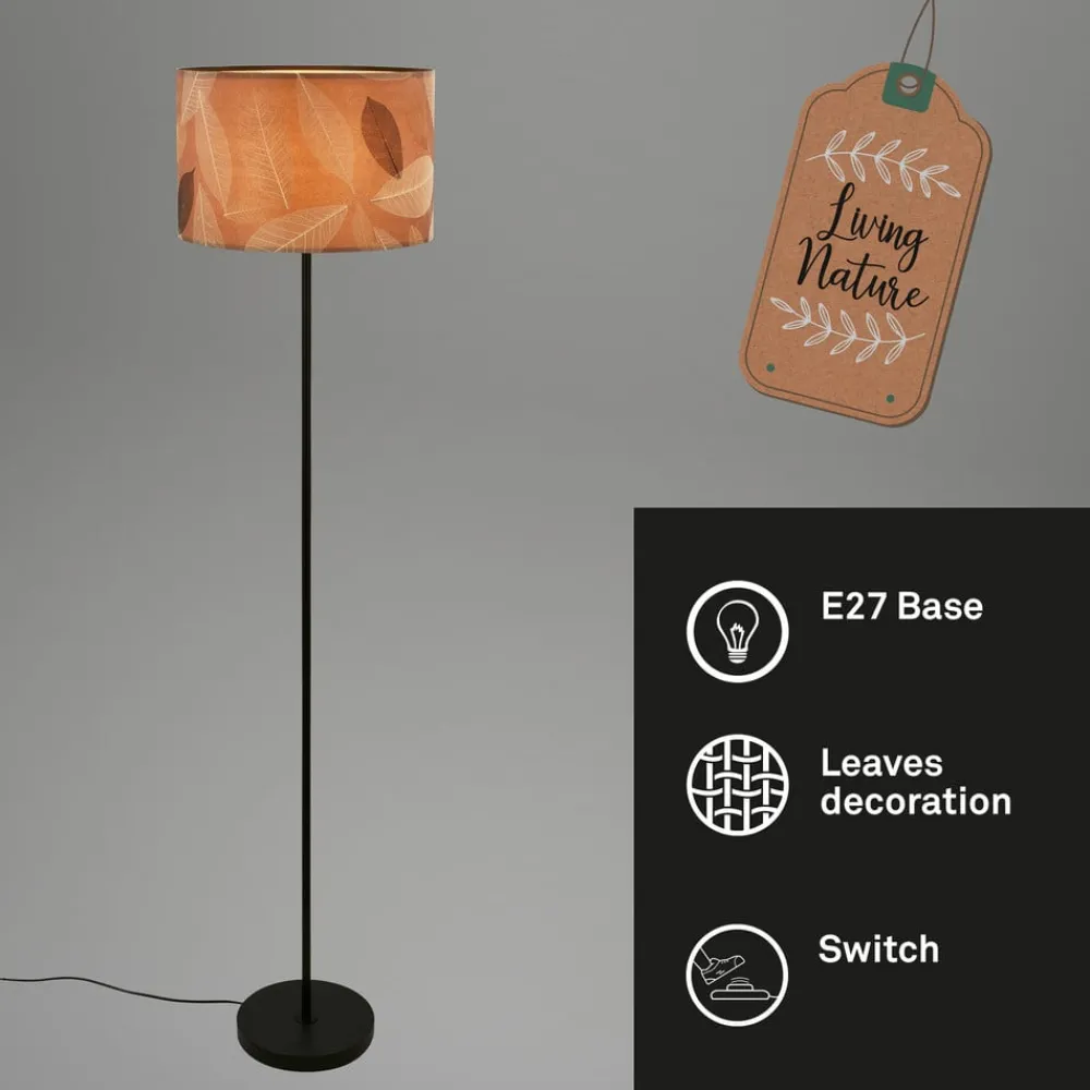 Briloner Gulvlampe Mata, brun, metall, stoff, E27| Gulvlamper