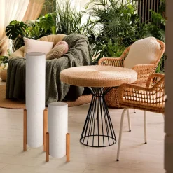 Näve Gulvlampe Matilda med stoffskjerm i linutseende| Gulvlamper