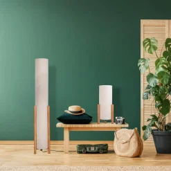 Näve Gulvlampe Matilda med stoffskjerm i linutseende| Gulvlamper