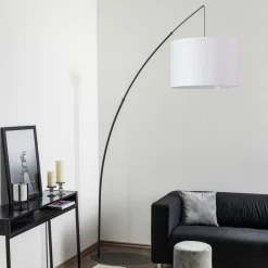 TK Lighting Gulvlampe Moby White med tekstilskjerm