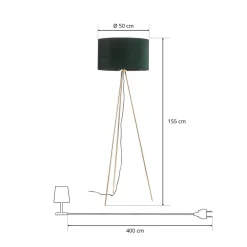 Domiluce Gulvlampe Monaco, trebenet gull, grønn fløyel| Gulvlamper