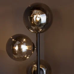 Eco-Light Gulvlampe Neptun med røykglasskuler, svart Outlet
