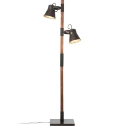 Brilliant Gulvlampe Plow med 2 spoter, svart/mørkt tre| Gulvlamper