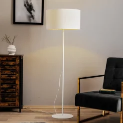 Duolla Gulvlampe Roller, hvit/gull, høyde 145 cm| Gulvlamper