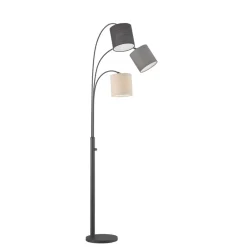 FISCHER & HONSEL Gulvlampe Shade, sand/grå/svart, 3 lyskilder Hot