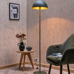 Lucide Gulvlampe Siemon av stål, Ø 35 cm, grønn Outlet