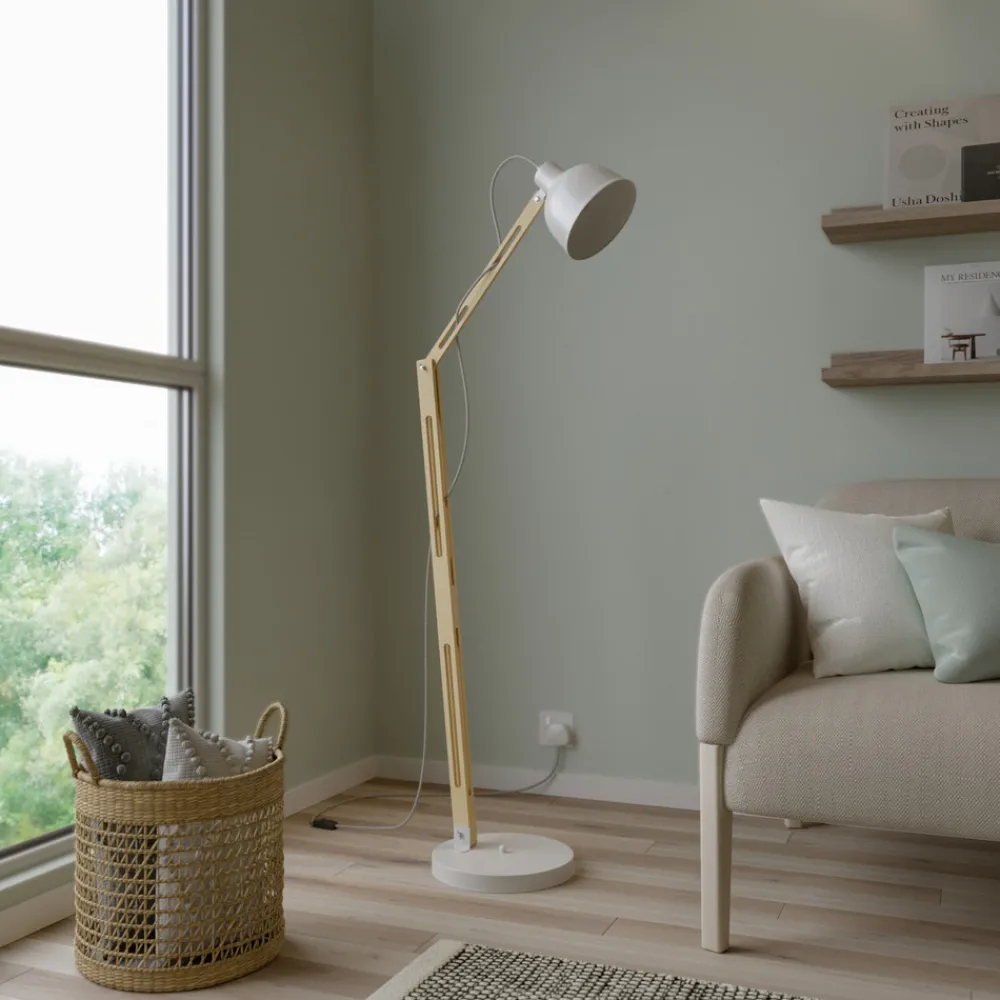 Lamkur Gulvlampe Skansen, justerbar, hvit