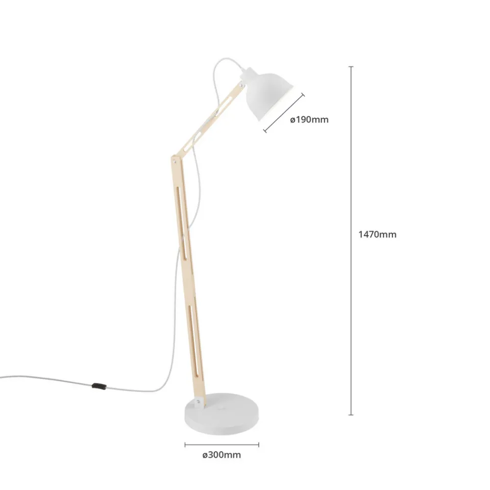 Lamkur Gulvlampe Skansen, justerbar, hvit