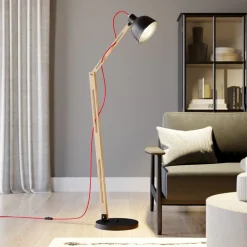 Lamkur Gulvlampe Skansen, justerbar, svart| Gulvlamper