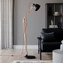 Lamkur Gulvlampe Skansen, justerbar, svart| Gulvlamper