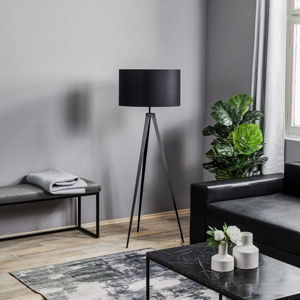 Domiluce Gulvlampe Tago, treben, skjerm svart/gull Best