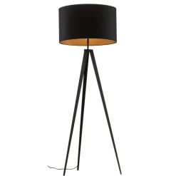 Domiluce Gulvlampe Tago, treben, skjerm svart/gull Best