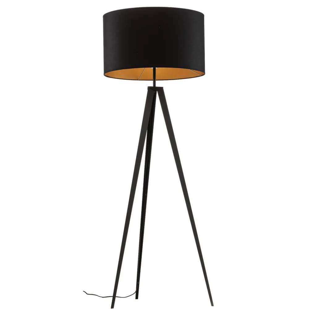 Domiluce Gulvlampe Tago, treben, skjerm svart/gull Best