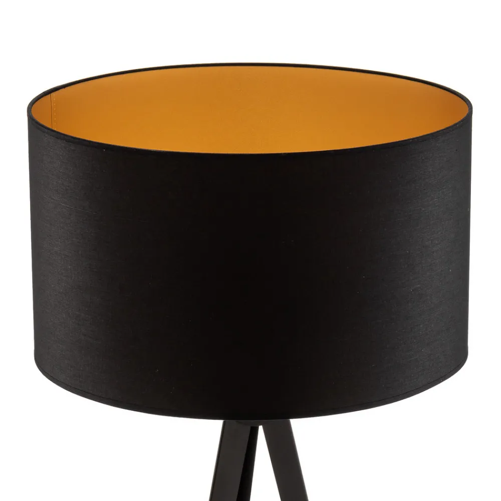 Domiluce Gulvlampe Tago, treben, skjerm svart/gull Best
