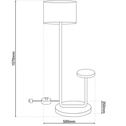 Näve Gulvlampe Tordis, svart/hvit, tekstil, høyde 157 cm Hylle| Gulvlamper