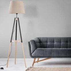 TK Lighting Gulvlampe Vaio Nature trebens stativ, beige| Gulvlamper