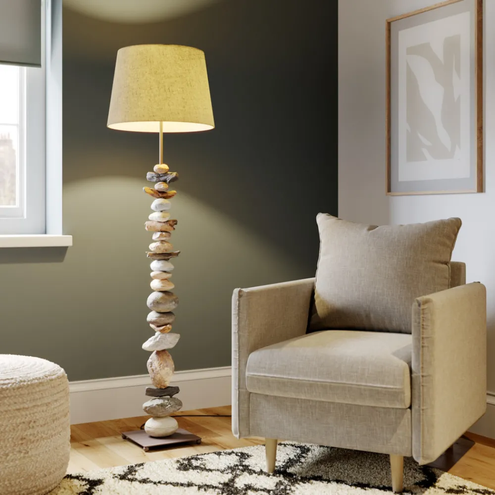 ONLI Gulvlampe Vera med stoffskjerm og steindekor Hot