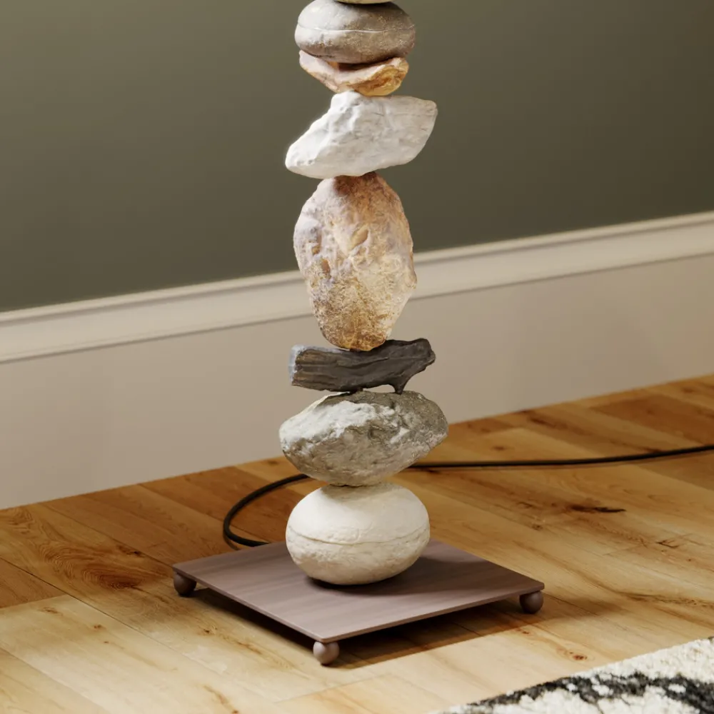 ONLI Gulvlampe Vera med stoffskjerm og steindekor Hot