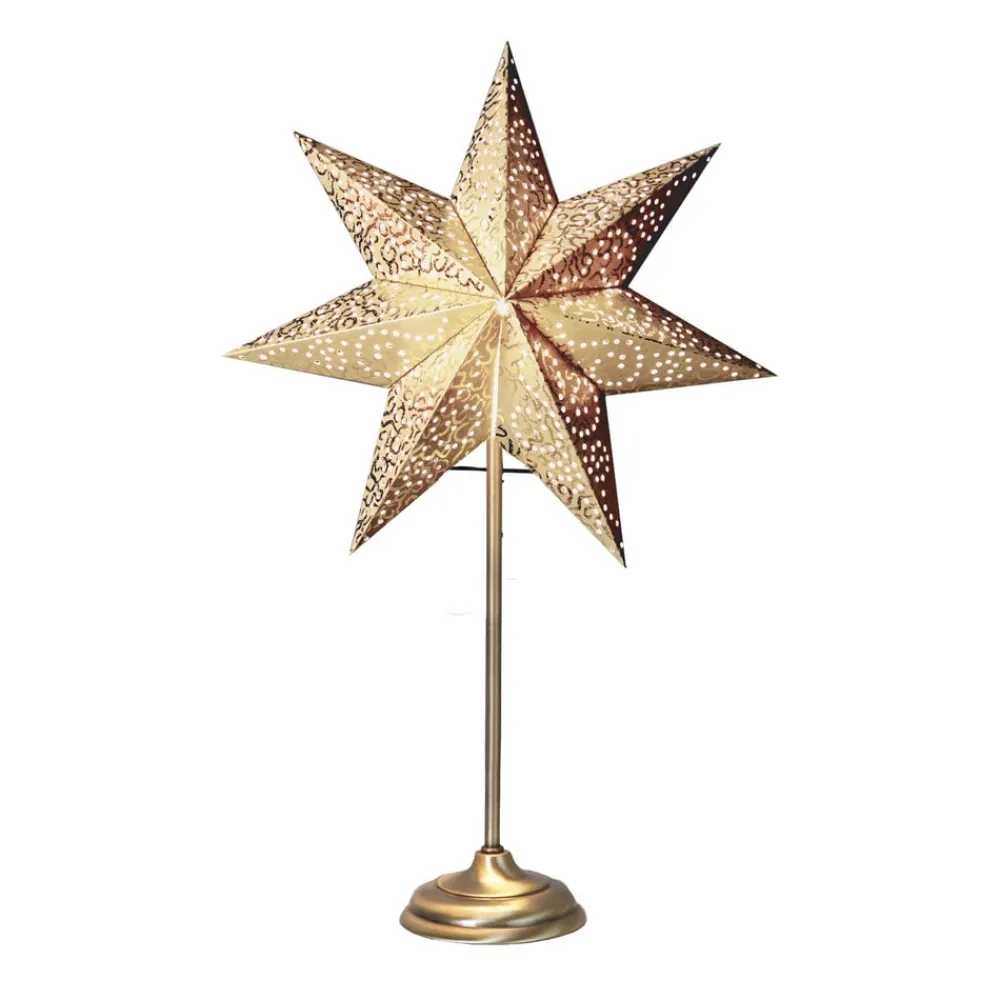 STAR TRADING Gulvstjerne Antique, metall/papir, gull| Julebelysning|Dekorasjonsbelysning