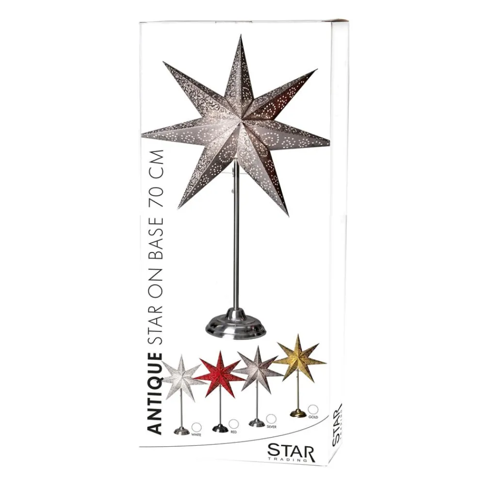 STAR TRADING Gulvstjerne Antique, metall/papir, gull| Julebelysning|Dekorasjonsbelysning