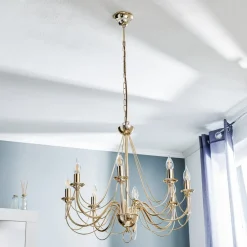 Domiluce Gyllen lysekrone Retro, 8 lys| Design- Og Hotellbelysning|Lysekroner