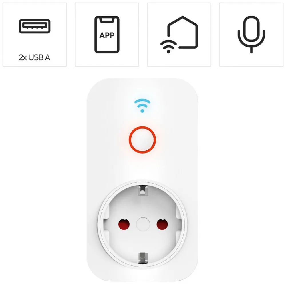 Hama Smart WLAN-stikkontakt + 2 USB-A, 2300 W New