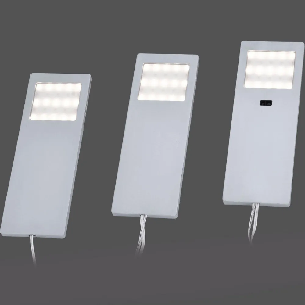 Paul Neuhaus Helena LED-møbelbelysning, 19 x 7 cm, sett med 3, sensor, metall Discount