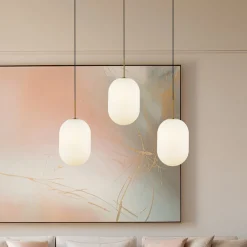 Eko-Light Hengelampe Alias, metall gullfarget opalglas, 3 lyskilder lang Best