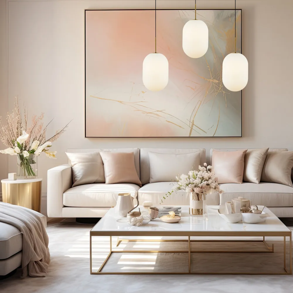 Eko-Light Hengelampe Alias, metall gullfarget opalglas, 3 lyskilder lang Best