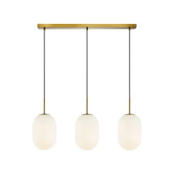 Eko-Light Hengelampe Alias, metall gullfarget opalglas, 3 lyskilder lang Best