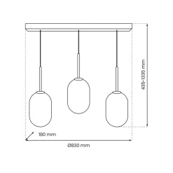 Eko-Light Hengelampe Alias, metall gullfarget opalglas, 3 lyskilder lang Best