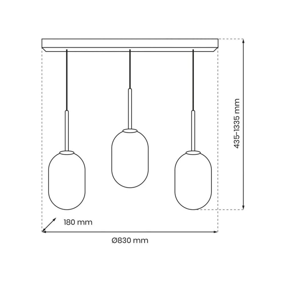 Eko-Light Hengelampe Alias, metall gullfarget opalglas, 3 lyskilder lang Best