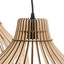 TEMAR LIGHTING Hengelampe Barrel med skjerm i tre, 3 lyskilder, lang Clearance