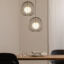 SIGMA Hengelampe Bell, 2 lyskilder, svart/gull/hvit| Pendellamper