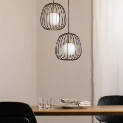 SIGMA Hengelampe Bell, 2 lyskilder, svart/gull/hvit| Pendellamper