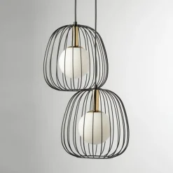 SIGMA Hengelampe Bell, 2 lyskilder, svart/gull/hvit| Pendellamper