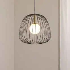 SIGMA Hengelampe Bell M, Ø 33 cm, 1 lyskilde, svart/gull/hvit| Pendellamper