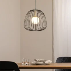 SIGMA Hengelampe Bell M, Ø 33 cm, 1 lyskilde, svart/gull/hvit| Pendellamper