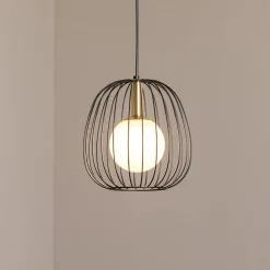 SIGMA Hengelampe Bell S, Ø 24 cm, 1 lyskilde, svart/gull/hvit| Pendellamper