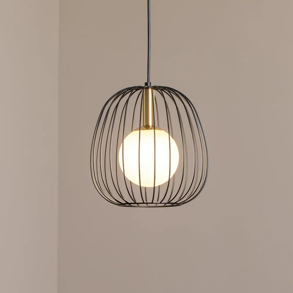 SIGMA Hengelampe Bell S, Ø 24 cm, 1 lyskilde, svart/gull/hvit| Pendellamper