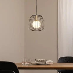 SIGMA Hengelampe Bell S, Ø 24 cm, 1 lyskilde, svart/gull/hvit| Pendellamper