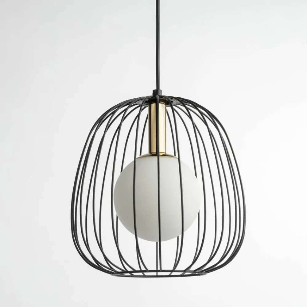 SIGMA Hengelampe Bell S, Ø 24 cm, 1 lyskilde, svart/gull/hvit| Pendellamper