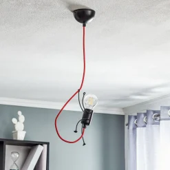 EMIBIG LIGHTING Hengelampe Bobi 1 i svart, kabel rød, 1 lyskilde. Hot