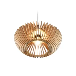 Trio Lighting Hengelampe Colino av trelameller, lyst tre Clearance