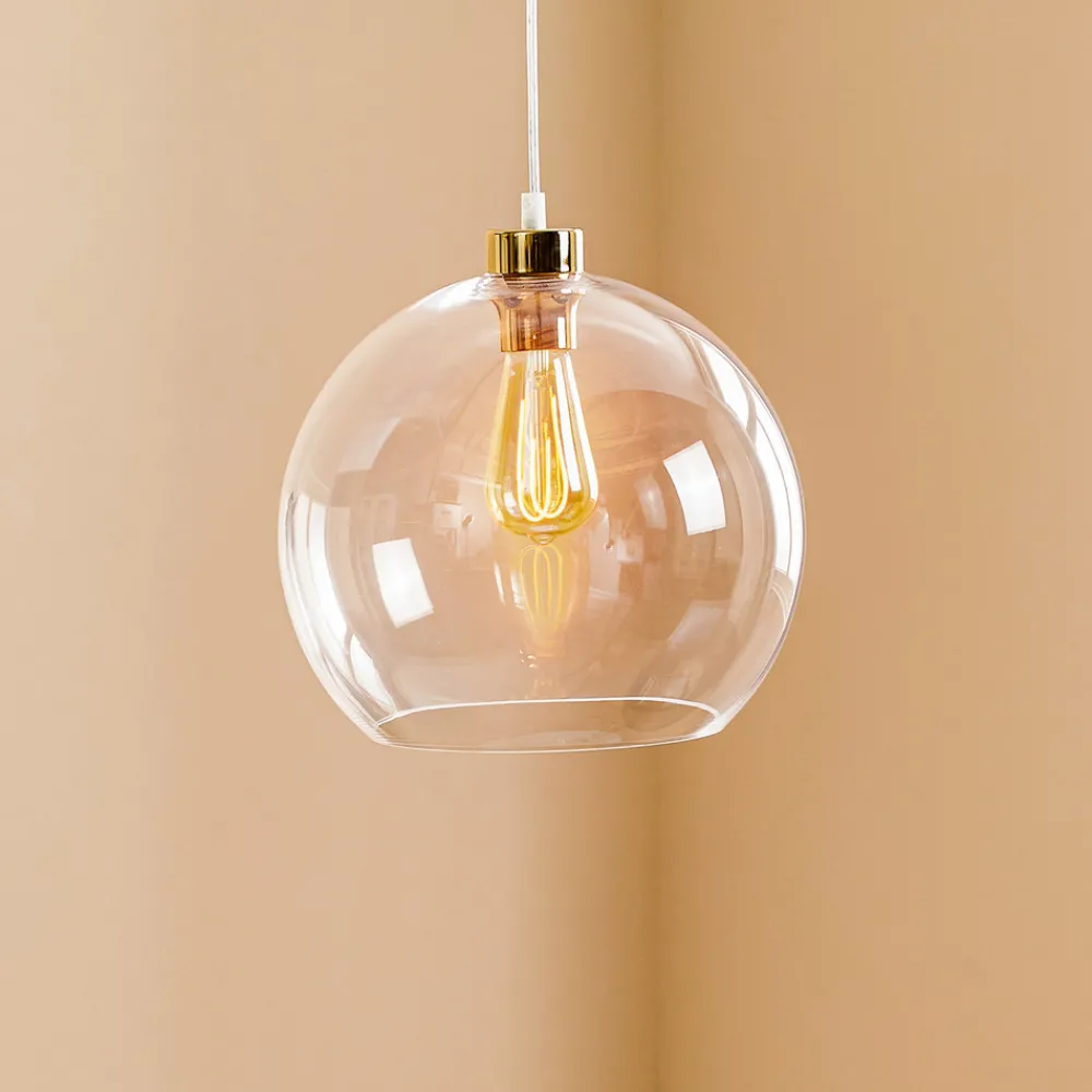 TK Lighting Hengelampe Cubus, gjennomsiktig, glass, Ø 30 cm, E27 New