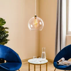 TK Lighting Hengelampe Cubus, gjennomsiktig, glass, Ø 30 cm, E27 New