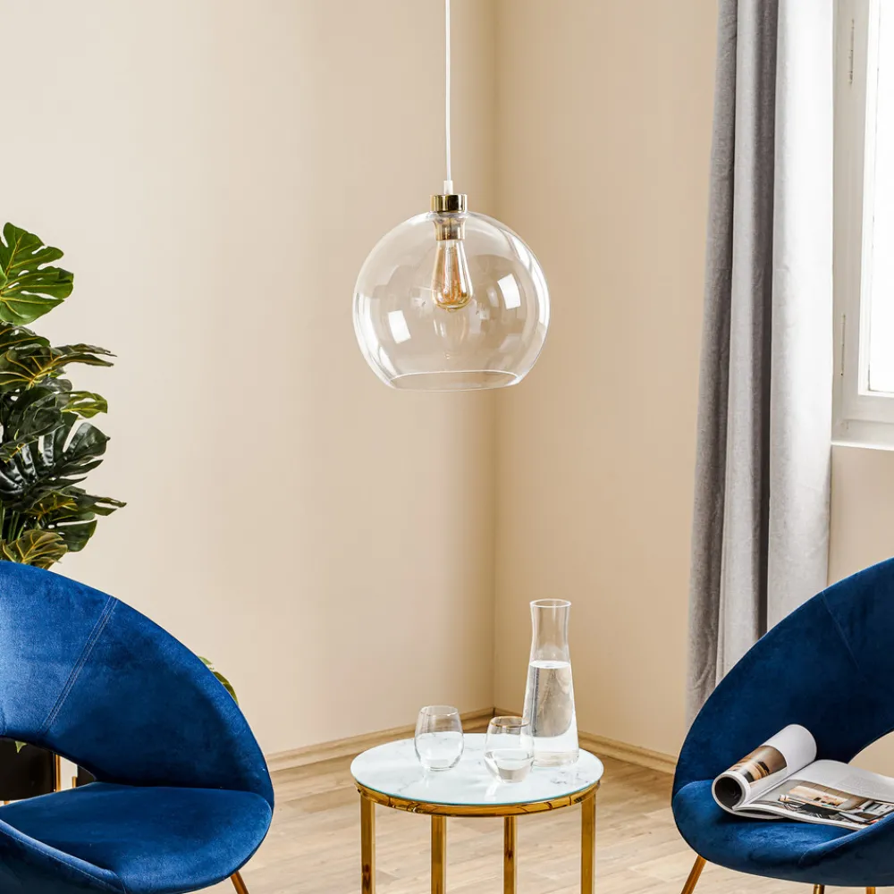 TK Lighting Hengelampe Cubus, gjennomsiktig, glass, Ø 30 cm, E27 New